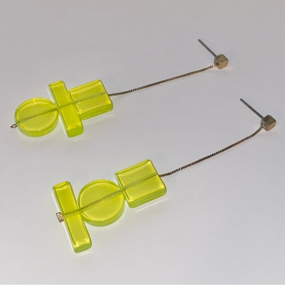 Kate Spade SATURDAY Bright Neon Yellow Lucite Bracelet & Earrings Jewelry Set - Picture 11 of 14